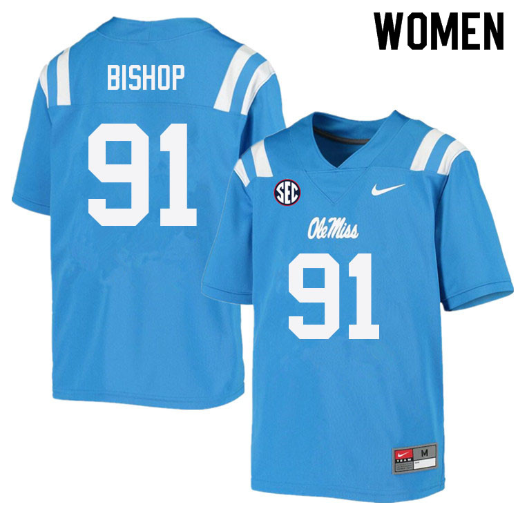 Women #91 Aubrey Bishop Ole Miss Rebels College Football Jerseys Sale-Power Blue